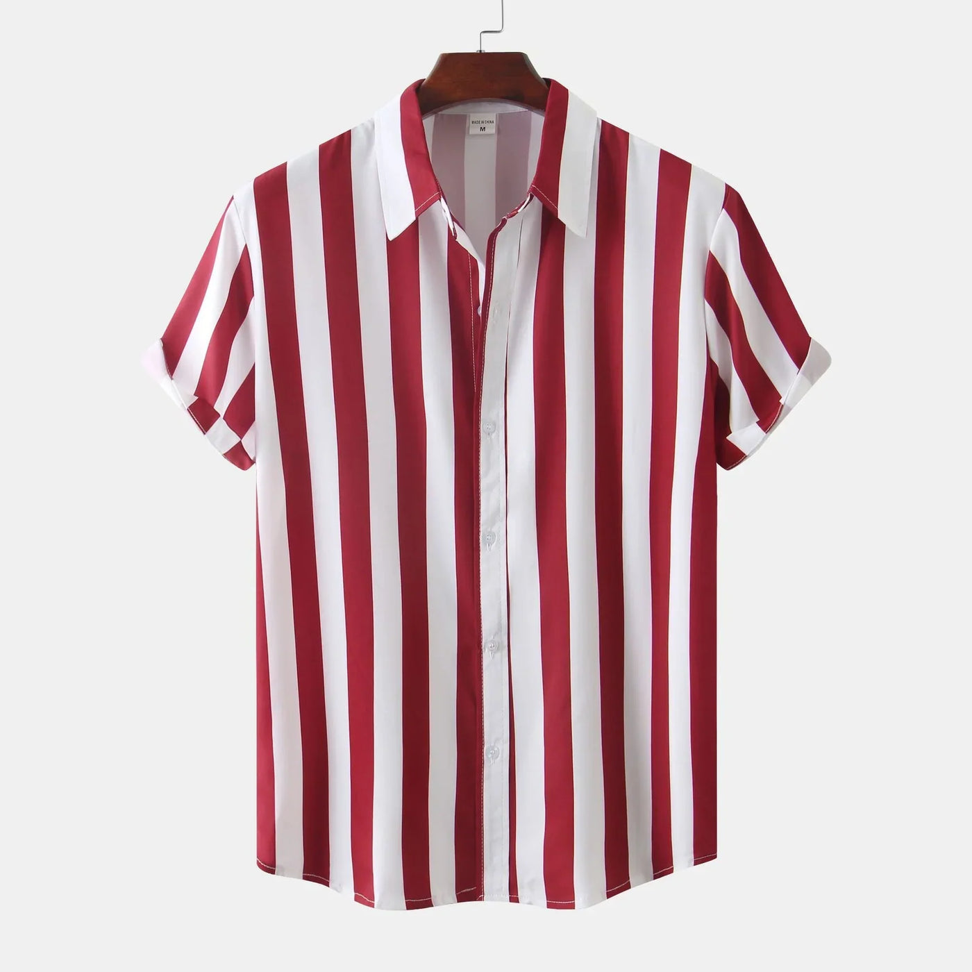 Chemise Boutonnée À Manches Courtes Pour Hommes | Rayures Verticales