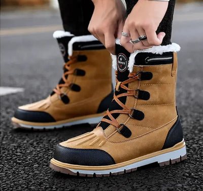 Bottes d'hiver pour hommes - Chaussures de neige doublées et chaudes avec semelle antidérapante