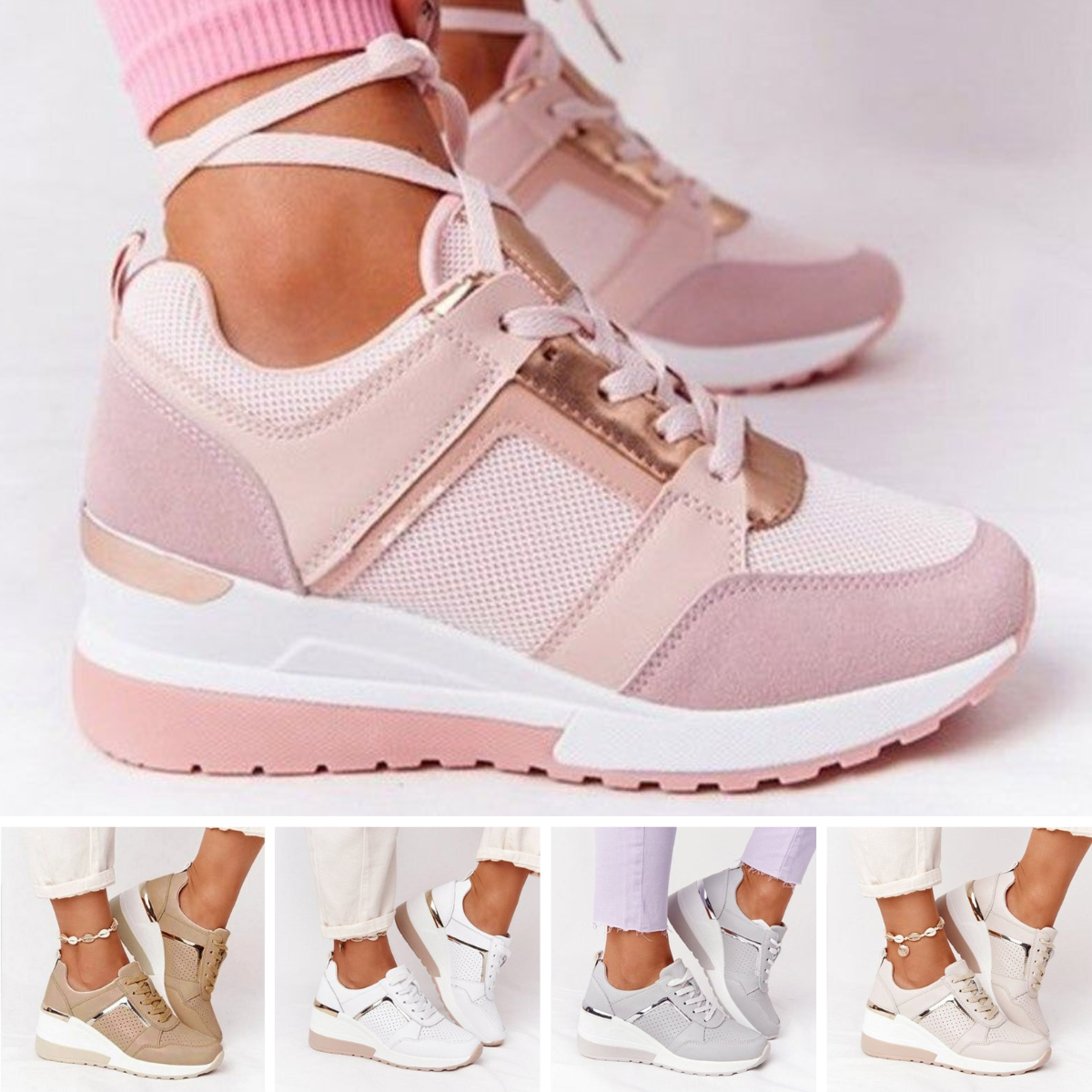 Chaussures de marche confortables à semelles compensées pour femmes