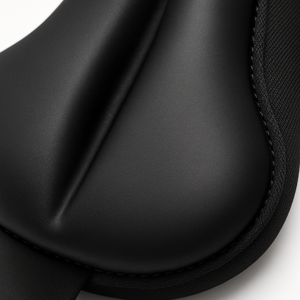 Selle de vélo ergonomique noire, design moderne et confortable, idéale pour cyclisme longue distance. Accessoire vélo haute qualité.
