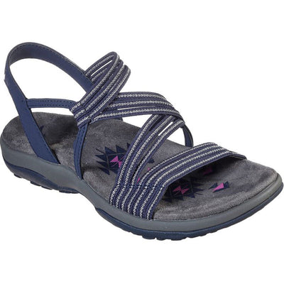 Sandale femme bleue à lanières croisées, semelle intérieure rembourrée, design géométrique, idéale pour l'été et les activités en plein air.