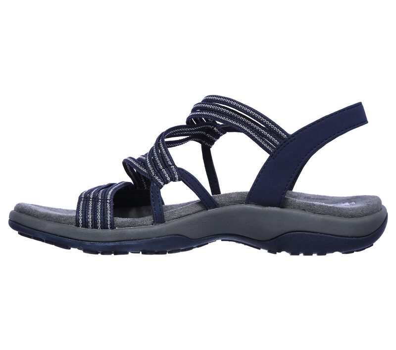 Sandale de randonnée femme, bleu marine, semelle antidérapante, lanières croisées, confort optimal, idéale pour activités extérieures estivales.