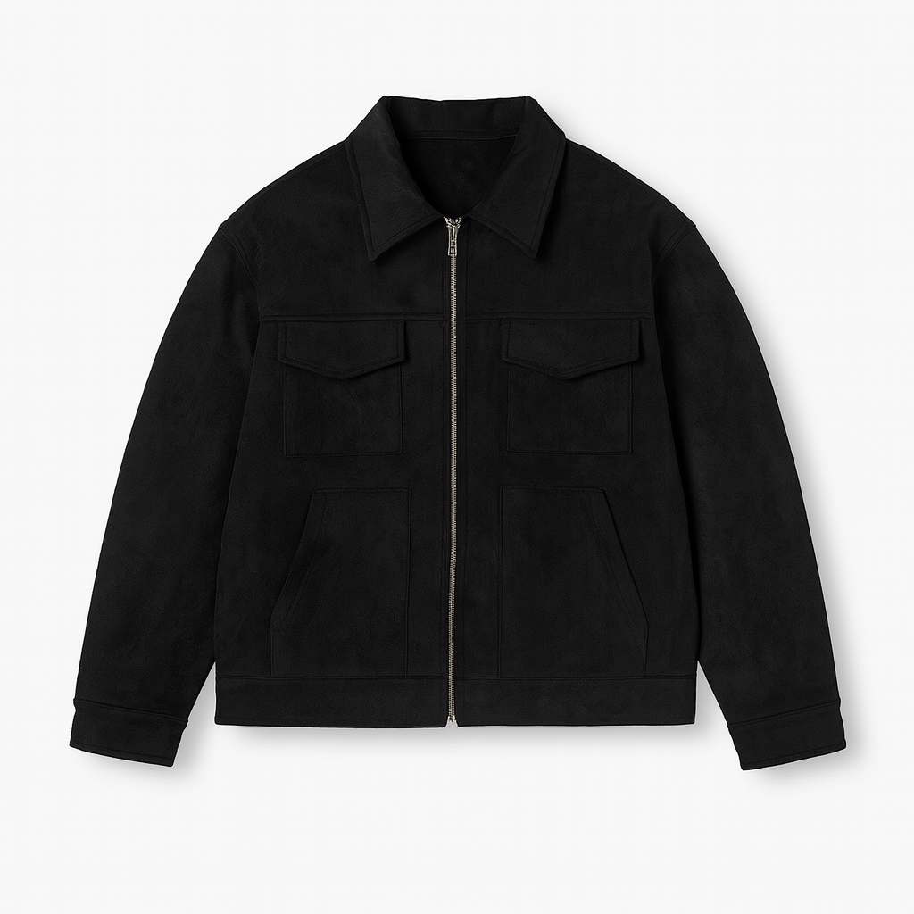 Black suede jacket with zipper