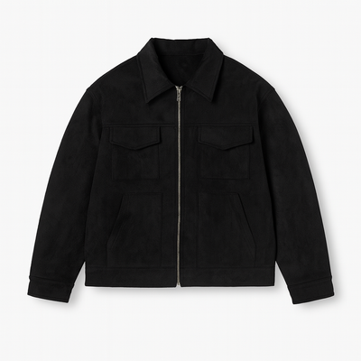 Black suede jacket with zipper