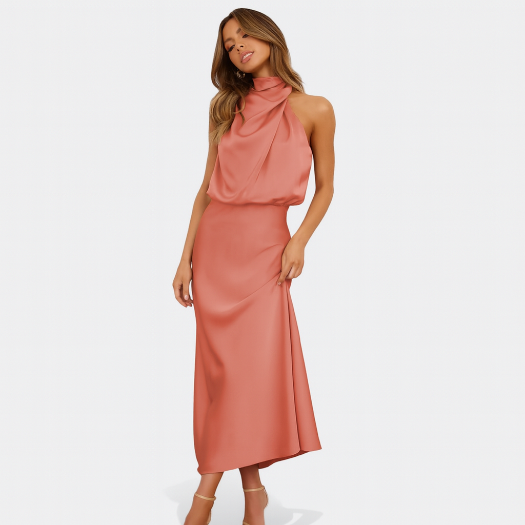 Satin Halter Neck Dress for Women