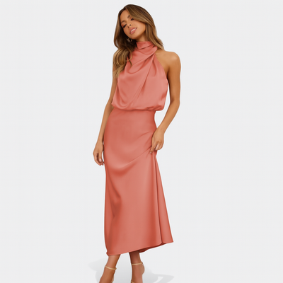 Satin Halter Neck Dress for Women