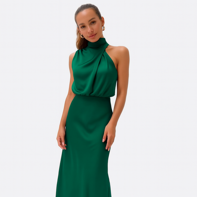Satin Halter Neck Dress for Women