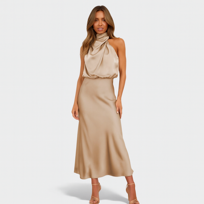 Satin Halter Neck Dress for Women