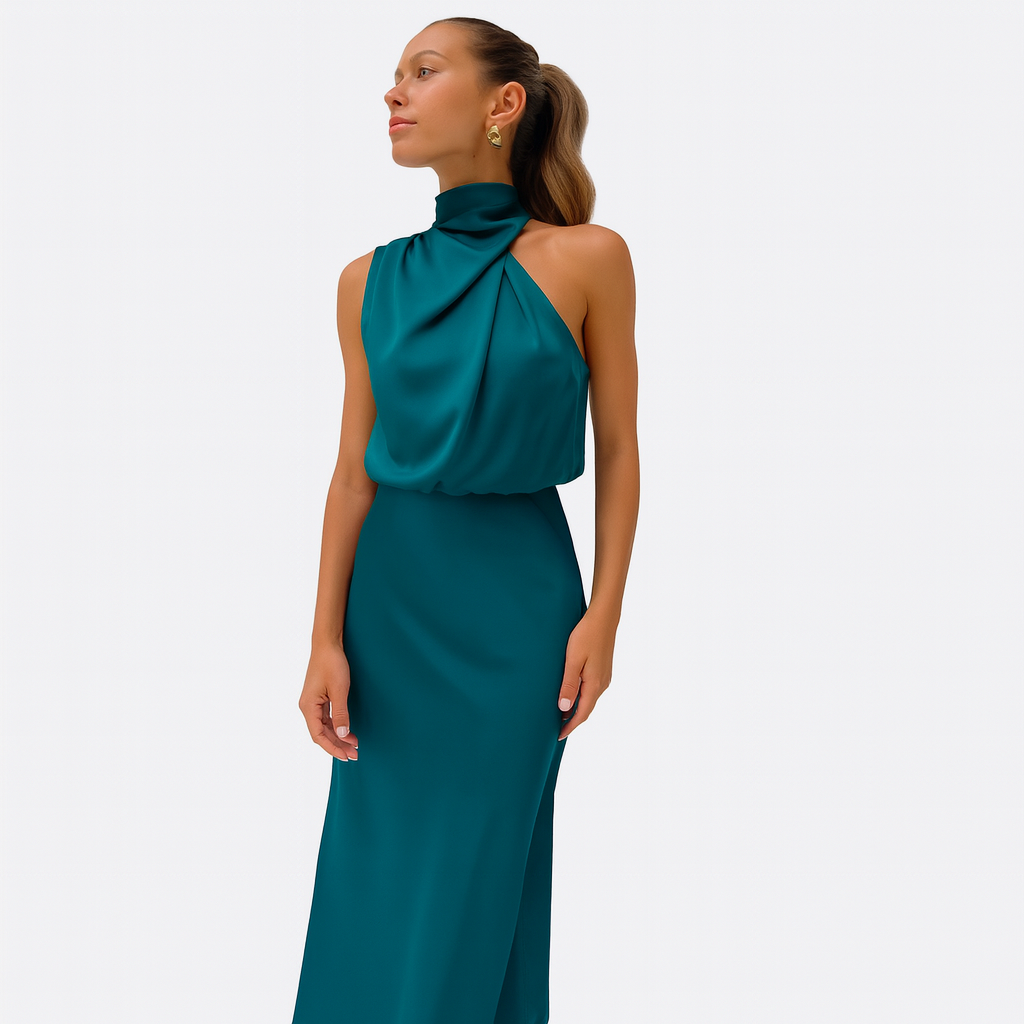 Satin Halter Neck Dress for Women