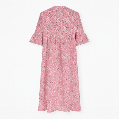 Pink Women's floral print dress - Midi length