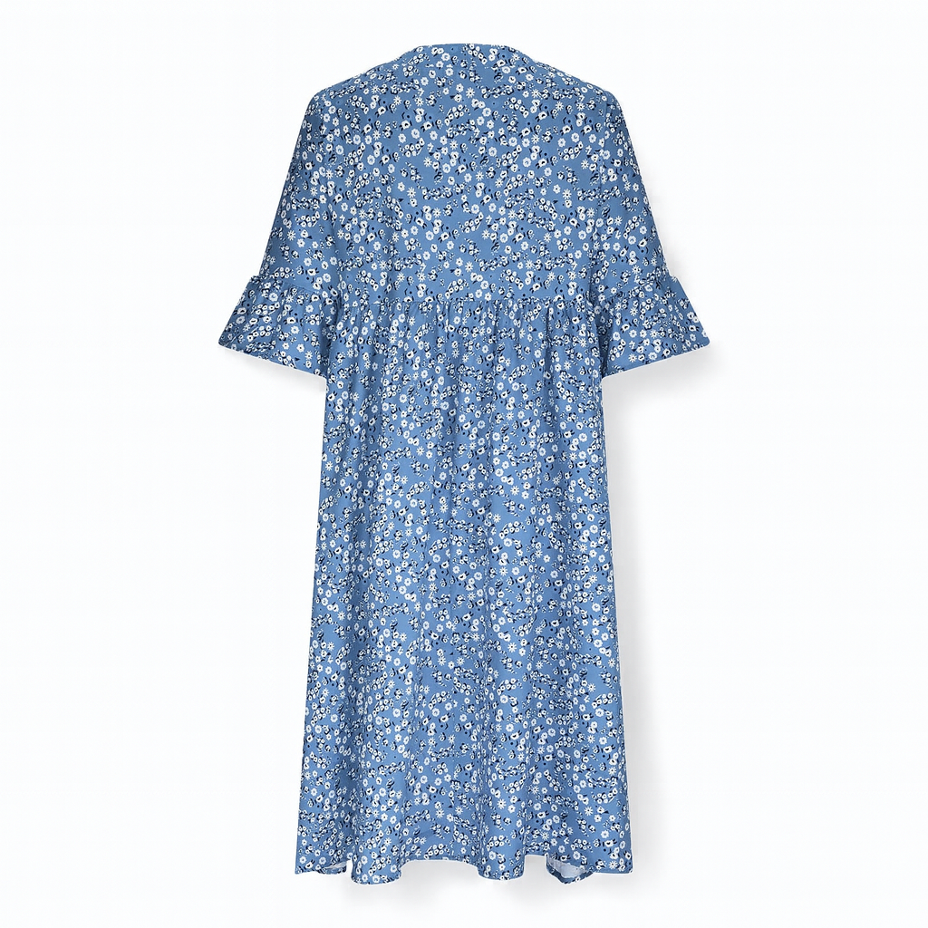 Blue Women's floral print dress - Midi length
