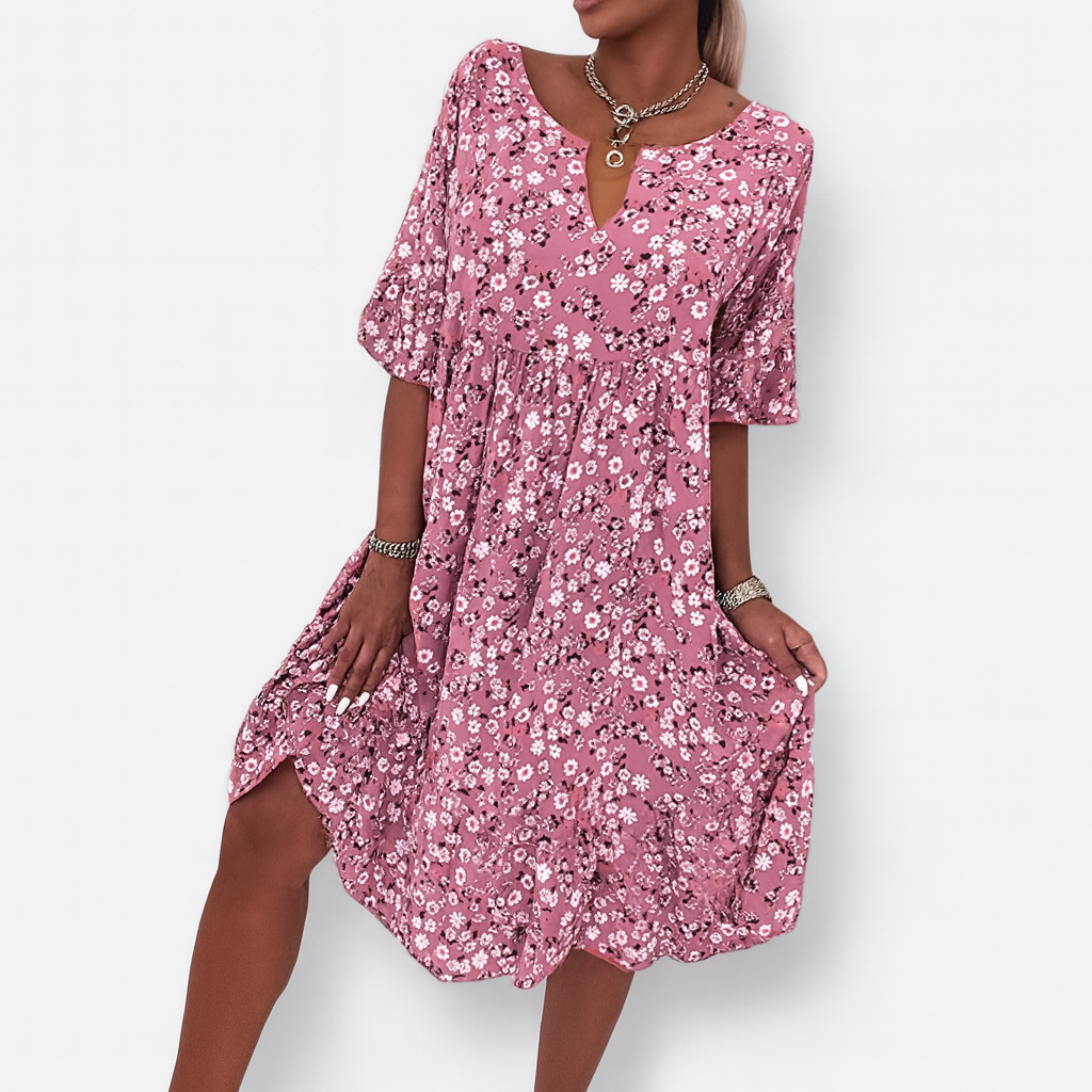 Women's floral print dress - Midi length