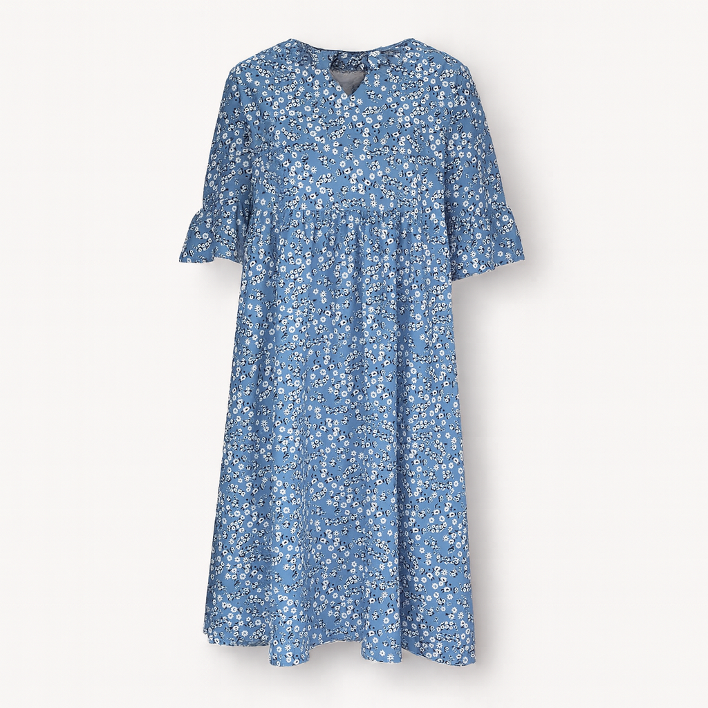 Blue Women's floral print dress - Midi length