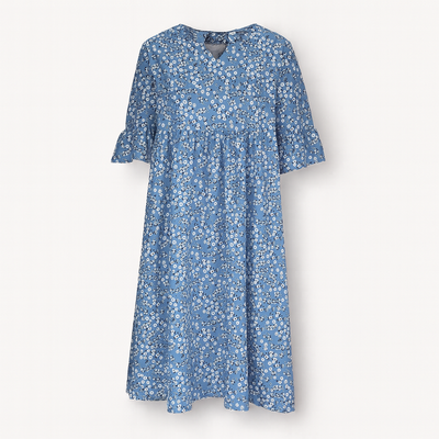 Blue Women's floral print dress - Midi length