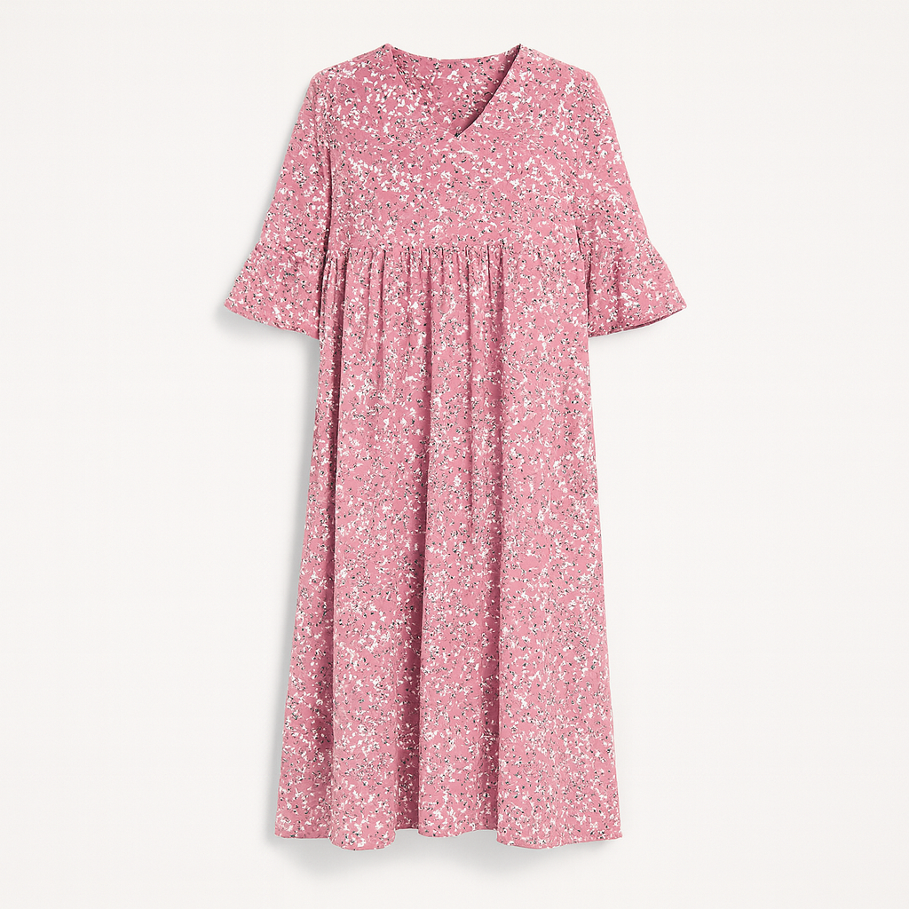 Pink Women's floral print dress - Midi length