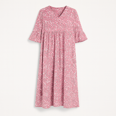 Pink Women's floral print dress - Midi length