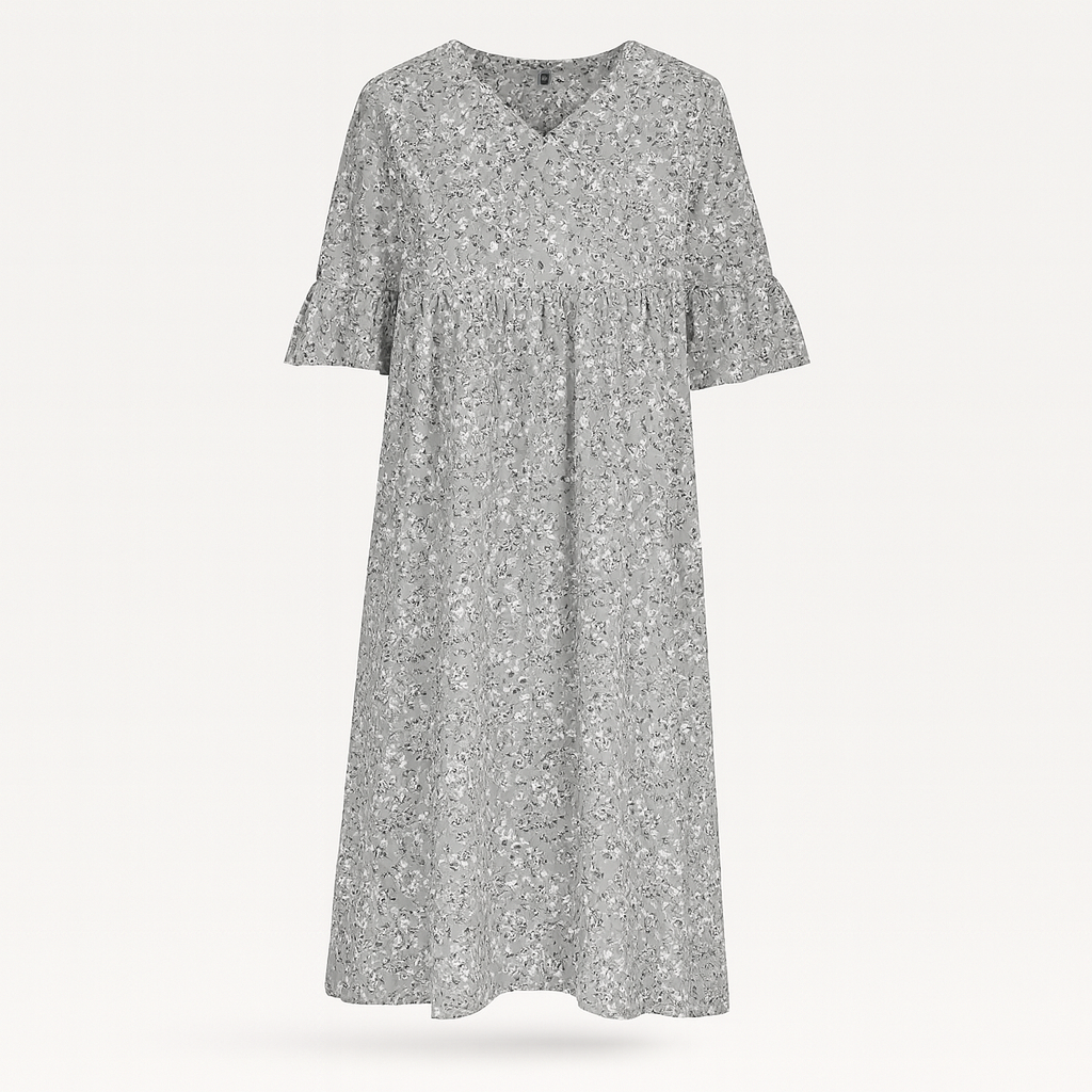 Gray Women's floral print dress - Midi length