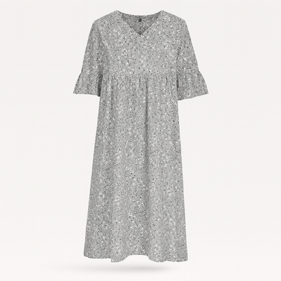 Gray Women's floral print dress - Midi length