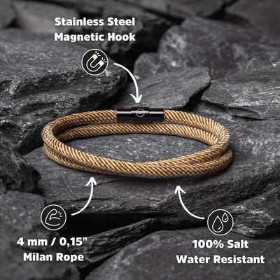 Ara - Bracelet magnétique en corde de Milan - Edition brune