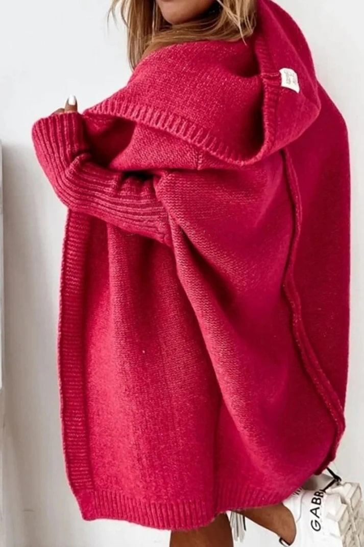 Chaqueta de punto con capucha de gran tamaño para mujer Roseann - Mezcla de algodón suave