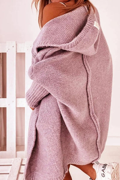 Chaqueta de punto con capucha de gran tamaño para mujer Roseann - Mezcla de algodón suave