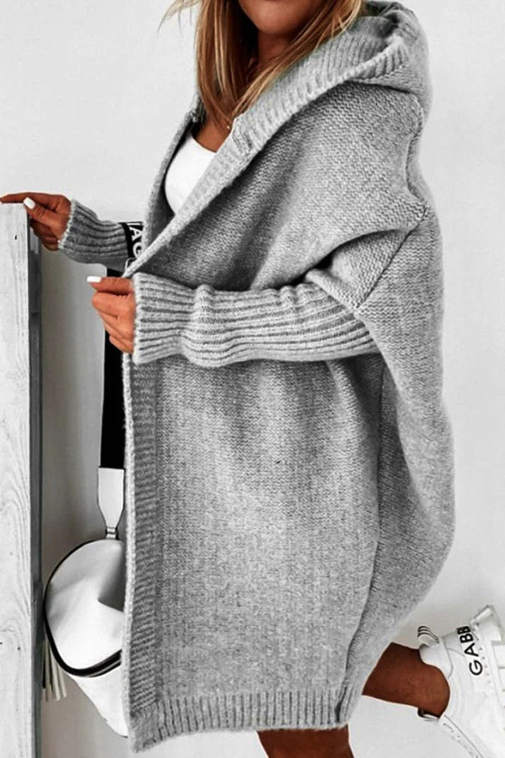 Chaqueta de punto con capucha de gran tamaño para mujer Roseann - Mezcla de algodón suave