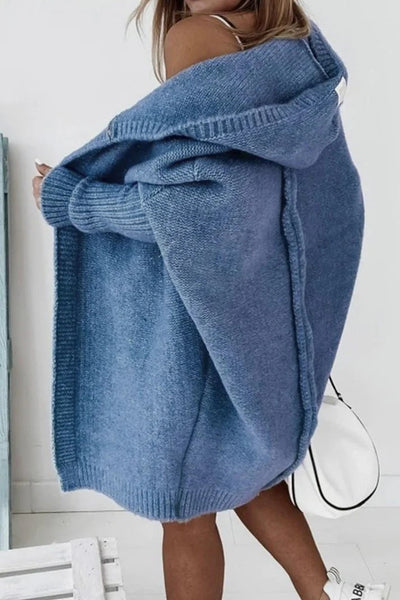 Chaqueta de punto con capucha de gran tamaño para mujer Roseann - Mezcla de algodón suave