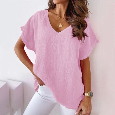 Zalana V-neck Top | Chemise décontractée à col en V pour femmes