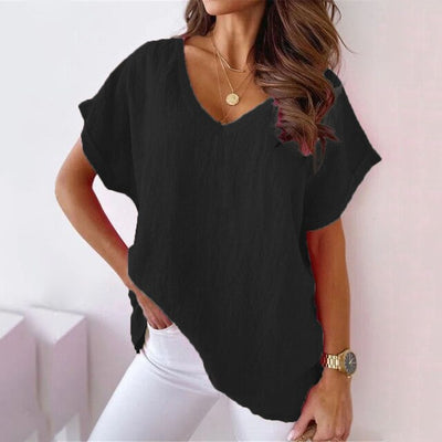 Zalana V-neck Top | Chemise décontractée à col en V pour femmes