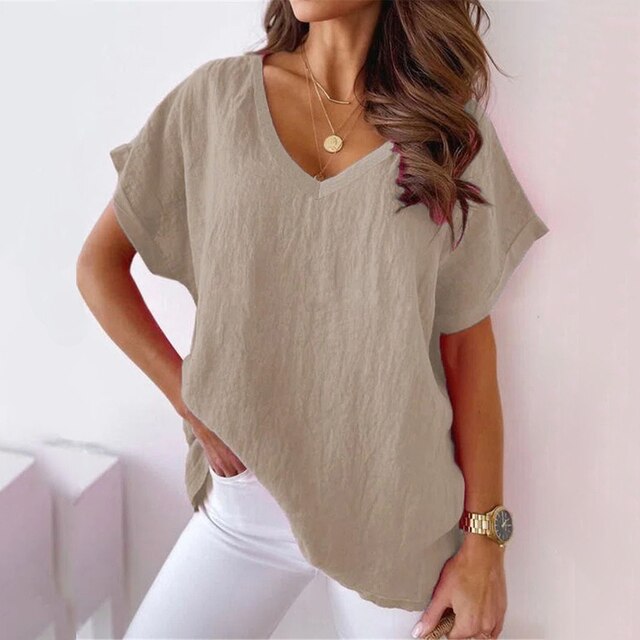 Zalana V-neck Top | Chemise décontractée à col en V pour femmes