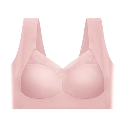 Soutien-gorge rose sans couture, design moderne, bretelles larges, confort optimal, lingerie féminine, sous-vêtement doux et élégant.