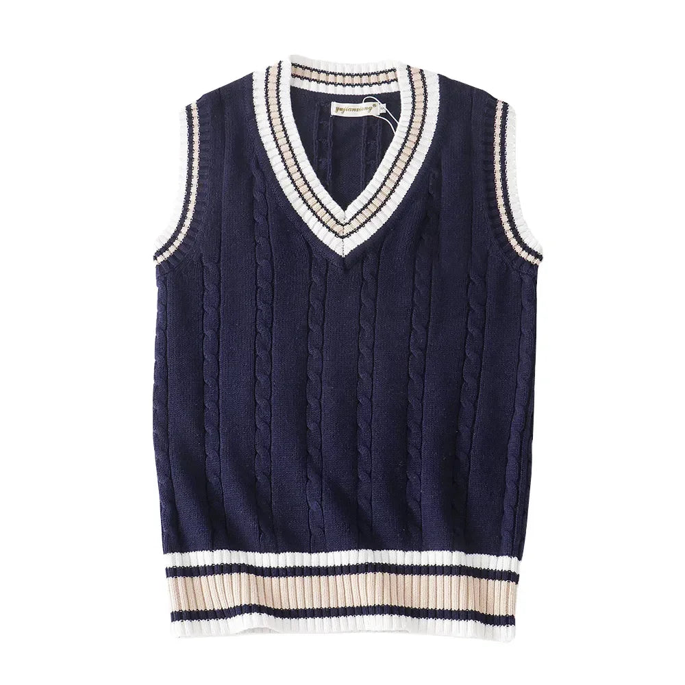 Christof - Pull en tricot sans manches à col en V pour hommes