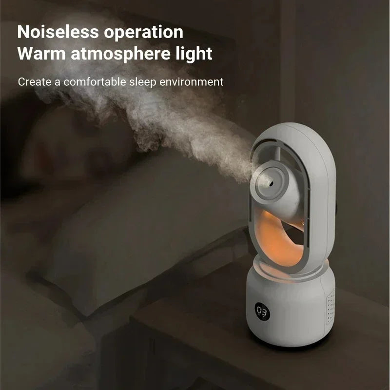 Ventilateur Bladeless avec veilleuse & fonction de pulvérisation - Silencieux & portable pour la chambre à coucher & le bureau