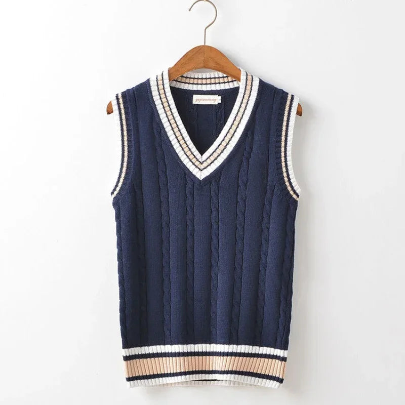 Christof - Pull en tricot sans manches à col en V pour hommes