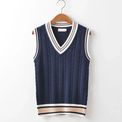 Christof - Pull en tricot sans manches à col en V pour hommes