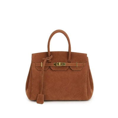 Sac à bandoulière Kelly en daim avec quincaillerie dorée