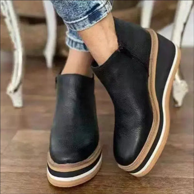 Bottines zippées à plateau pour femmes