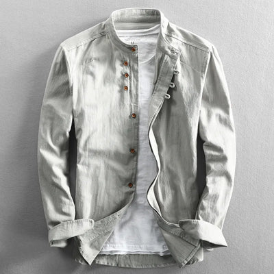 Chemise moderne slim fit avec col montant et manches longues