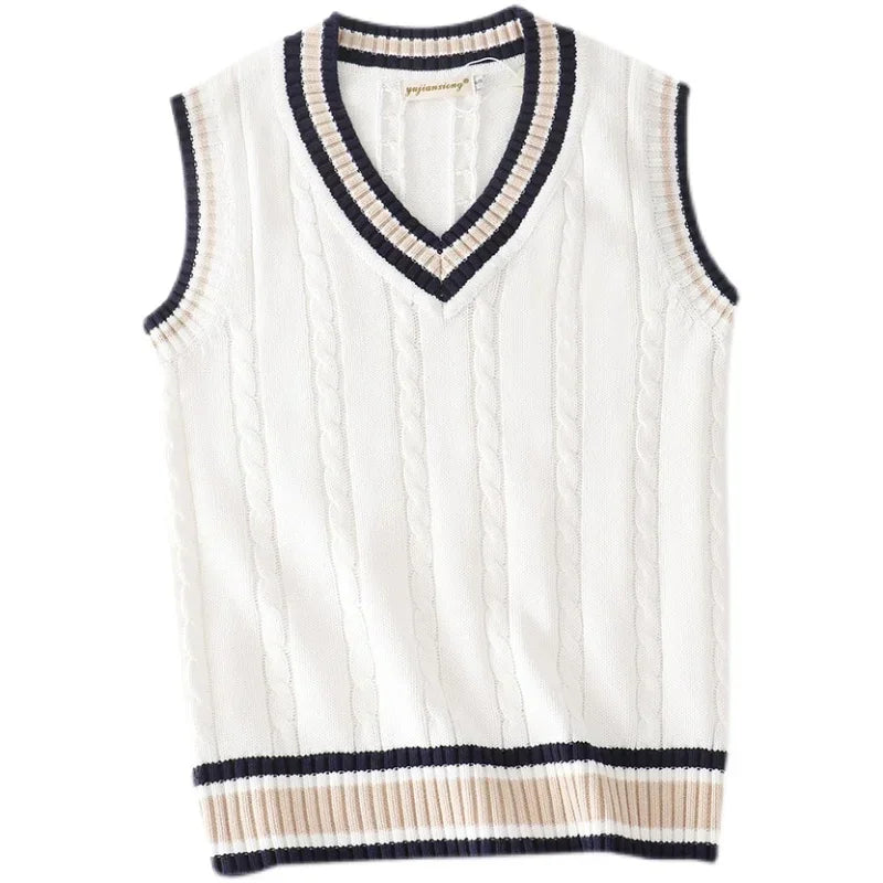 Christof - Pull en tricot sans manches à col en V pour hommes