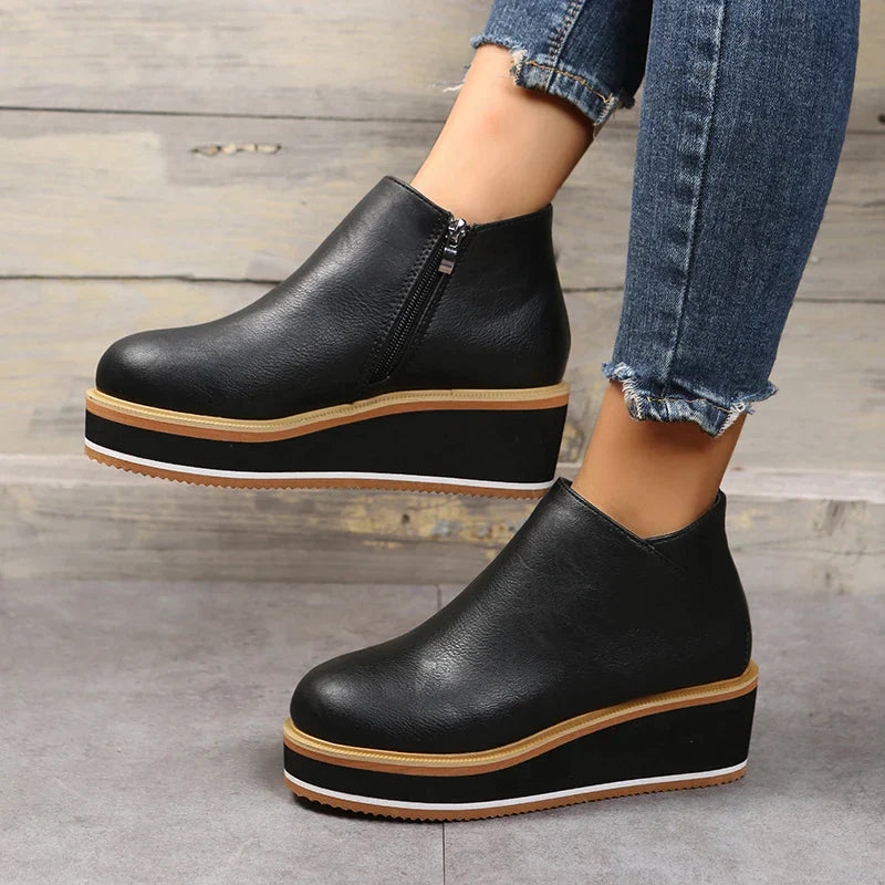 Bottines zippées à plateau pour femmes