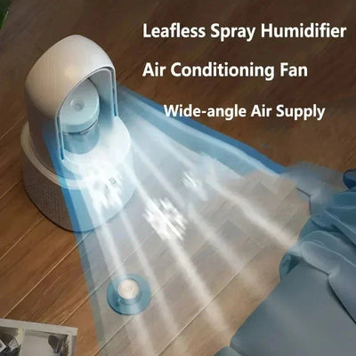 Ventilateur de chambre à coucher sans feuilles avec refroidissement par pulvérisation & veilleuse - Mini-refroidisseur d'air silencieux pour un meilleur sommeil en été
