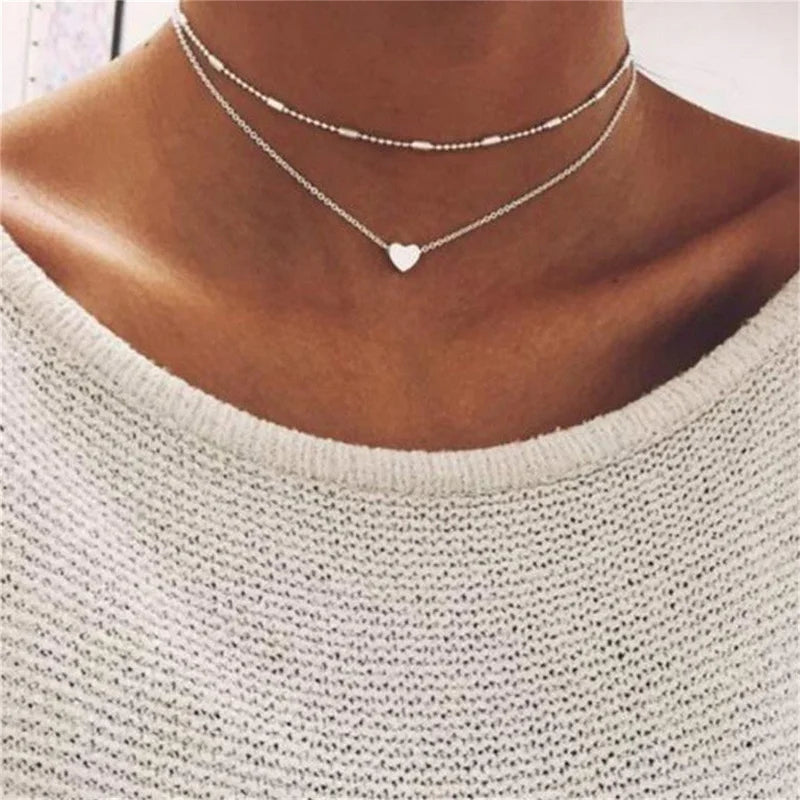 Lily | 3-layer gold and silver necklace with heart or cross pendant