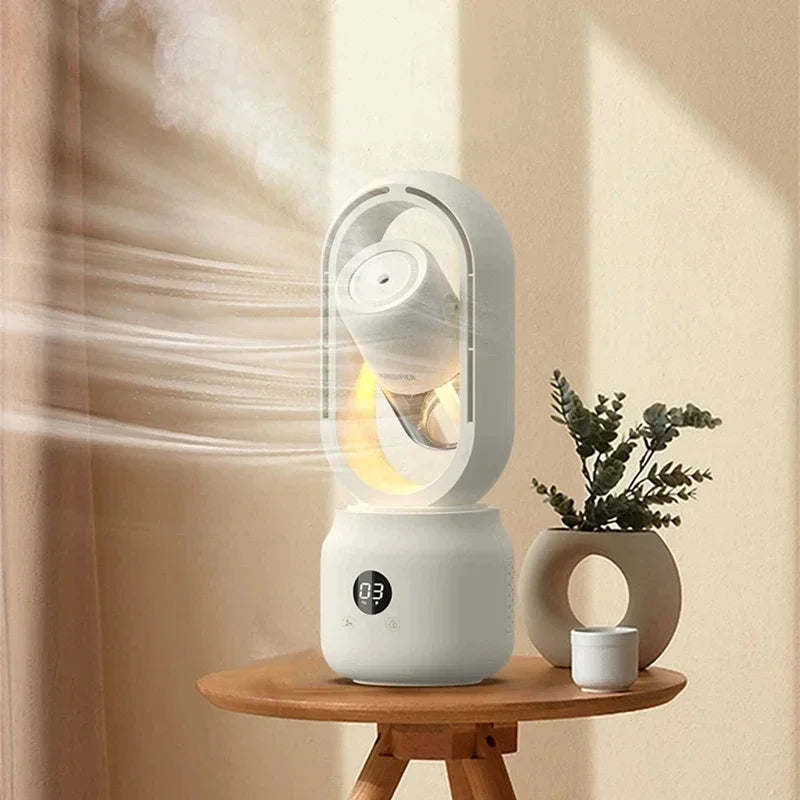 Ventilateur Bladeless avec veilleuse & fonction de pulvérisation - Silencieux & portable pour la chambre à coucher & le bureau