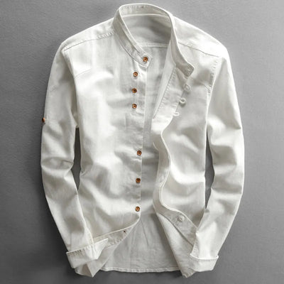 Chemise moderne slim fit avec col montant et manches longues