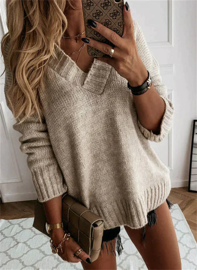 Suéter elegante con cuello en V para mujer