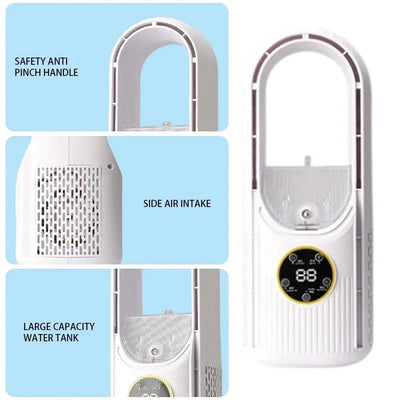 Déshumidificateur blanc avec écran numérique, poignée anti-pincement, entrée d'air latérale, grand réservoir d'eau, design moderne et compact.
