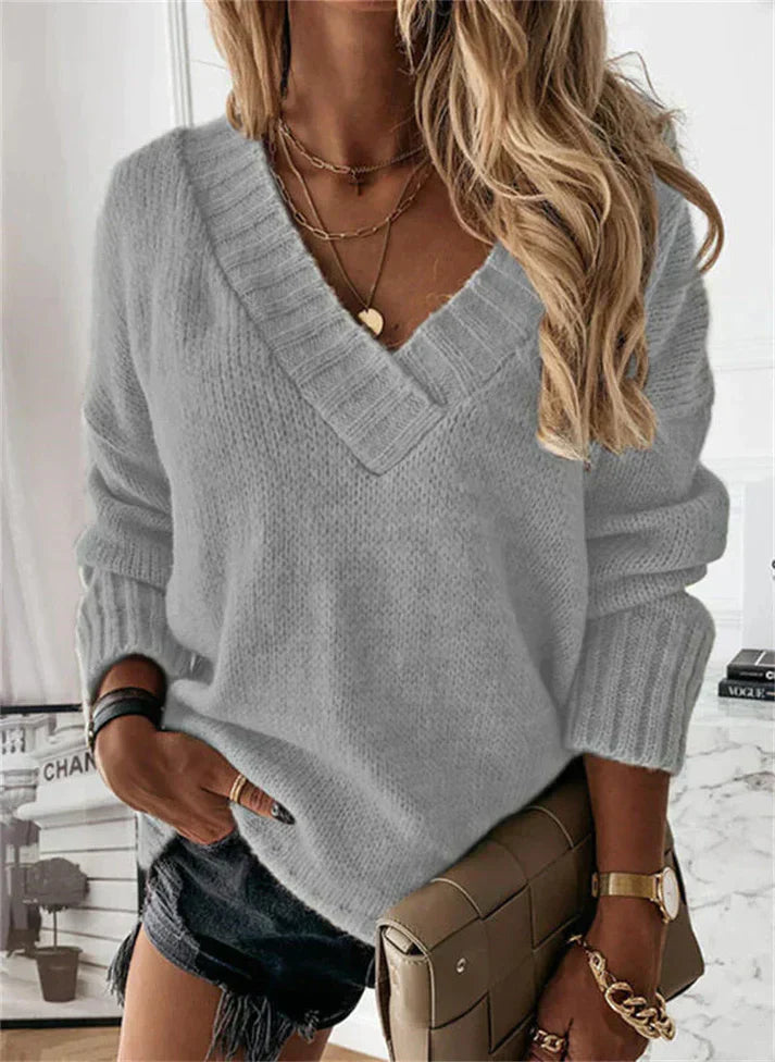 Suéter elegante con cuello en V para mujer