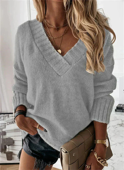 Suéter elegante con cuello en V para mujer