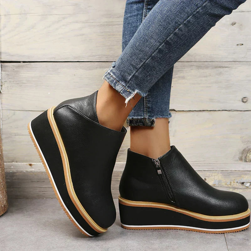 Bottines zippées à plateau pour femmes