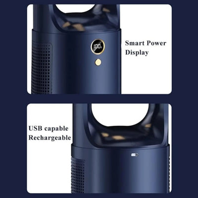 Bladeless Ventilateur de table avec LED & USB - Silencieux, sûr & sans fil